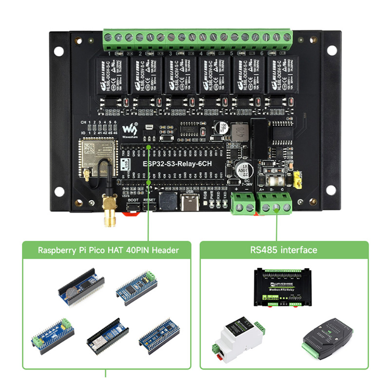 ESP32-S3 Relay Board 6-Channel - Waveshare Esp32 评论和价格