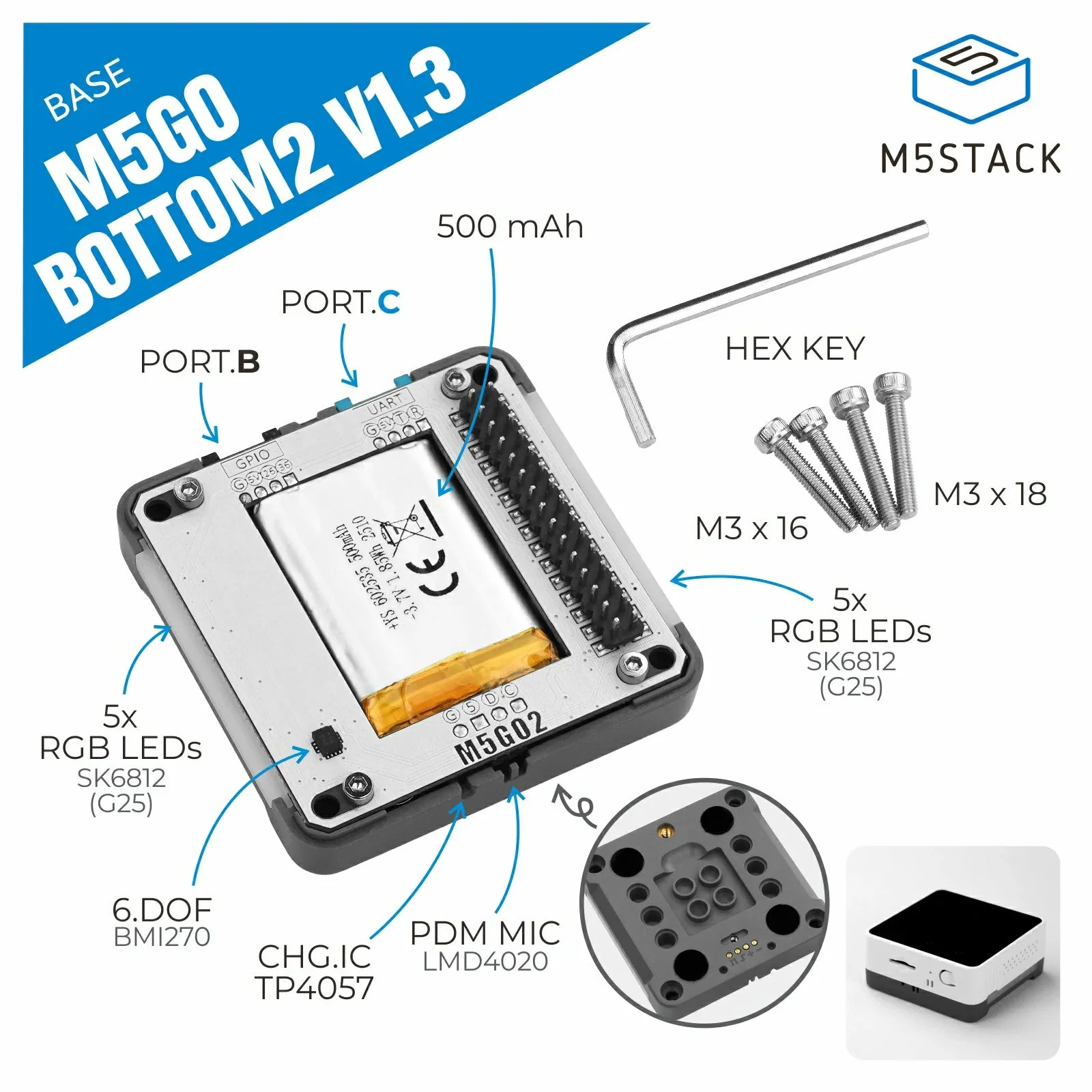 M5Stack Base M5GO Bottom2 v1.3 - M5Stack Core2 评论和价格