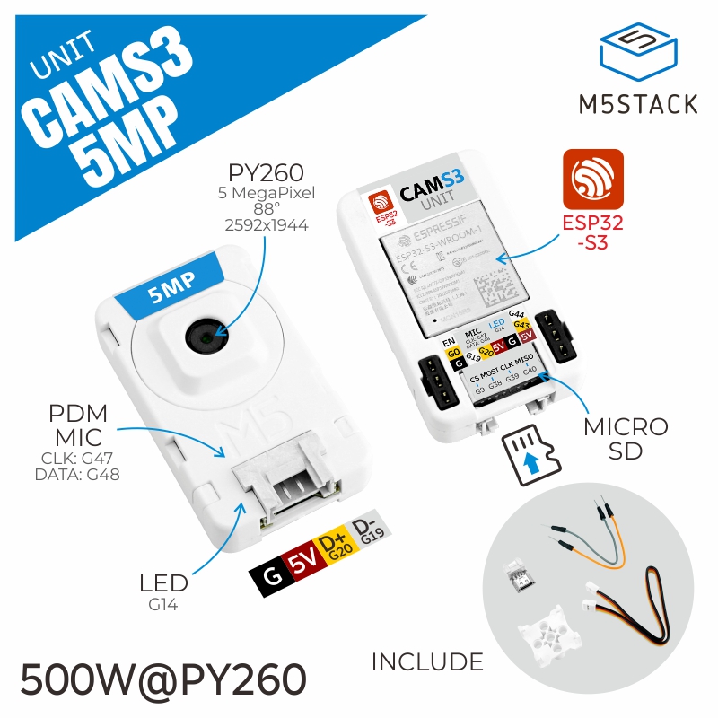 M5Stack Official Unit CamS3 Wi - M5Stack Core2 评论和价格